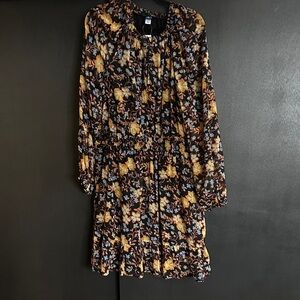 Old Navy Black and Yellow Floral Long Sleeve Dress